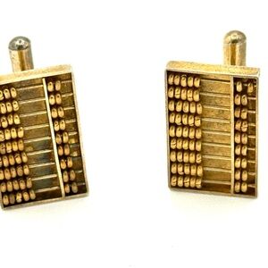 Vintage Artisan 60s, 70s Sterling Abacus Cufflinks Made Hong Kong marked Silver
